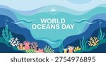 World Oceans Day Simple Flat Vector Banner
