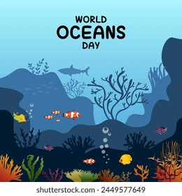 World oceans day vector. Oceans day.