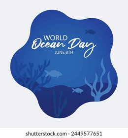 World oceans day vector. Oceans day.