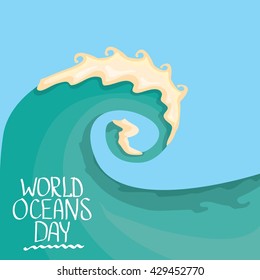 World Oceans Day vector background. wolds ocean day calligraphic text