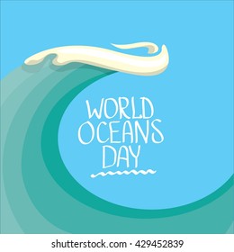 World Oceans Day vector background. wolds ocean day calligraphic text