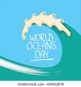 World Oceans Day vector background. wolds ocean day calligraphic text