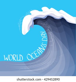 World Oceans Day vector background. wolds ocean day calligraphic text