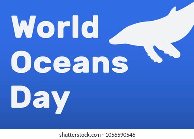world oceans day, vector illustration, flat whale silhouette 