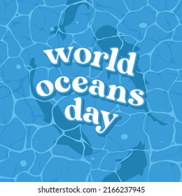 World Oceans Day. World oceans day vector illustration. Vector images sea waves, fish, whale