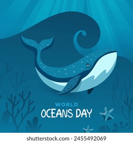 World Oceans Day Vector Illustration Background