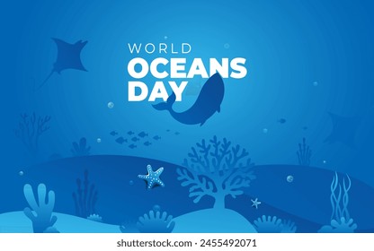 World Oceans Day Vector Illustration Background