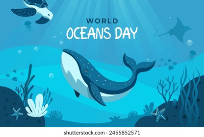 World Oceans Day Vector Illustration Background