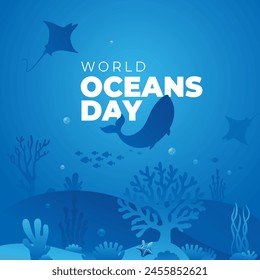 World Oceans Day Vector Illustration Background