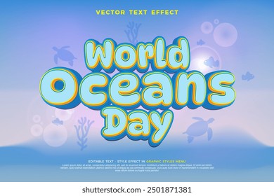 World oceans day vector text effect 02