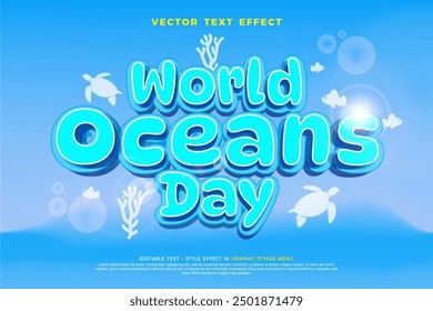 World oceans day vector text effect 01