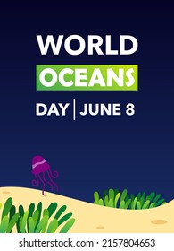 world  ocenas day, june 8 banner, poster vector. eps 10