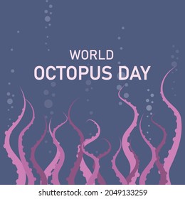World Octopus Day on Blue Background, International Octopus Day, social media post, October 8th, World Octopus Day celebrates.