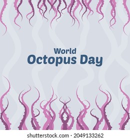 World Octopus Day on Blue Background, International Octopus Day, social media post, October 8th, World Octopus Day celebrates.