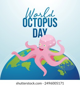 World Octopus Day vector design template good for celebration usage. World Octopus Day design. flat design. eps 10.