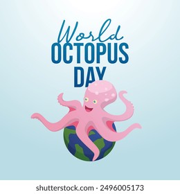 World Octopus Day vector design template good for celebration usage. World Octopus Day design. flat design. eps 10.