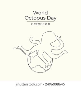 World Octopus Day vector design template good for celebration usage. World Octopus Day design. Continuous line drawing. eps 10.