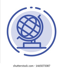 World, Office, Globe, Web Blue Dotted Line Line Icon. Vector Icon Template background