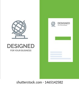 World, Office, Globe, Web Grey Logo Design and Business Card Template. Vector Icon Template background