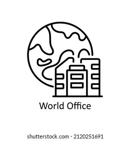 World Office vector Outline icon for web isolated on white background EPS 10 file