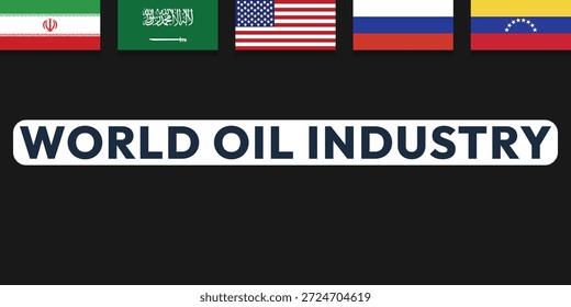 Contexto da indústria petrolífera mundial. Bandeiras dos maiores países produtores de petróleo