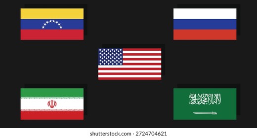 Fondo mundial de la industria petrolera. Banderas de los países Grandes productores de petróleo