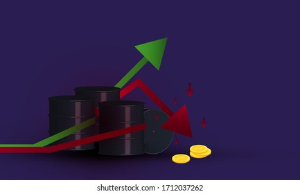 World oil prices go up and down of stock market investment trading vector 