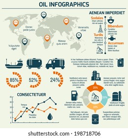 World oil production distribution and petroleum extraction rate business infochart diagram layout report presentation design vector illustration