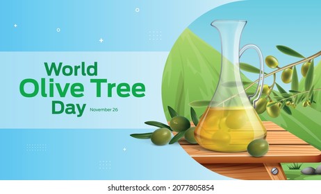 World Olive Tree Day on November 26 business brochure flyer banner design horizontal template vector, cover presentation abstract, modern publication poster and flag-banner.