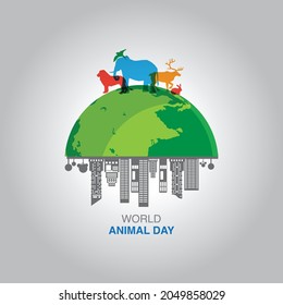 World on Animal and below urban life, it's represent  world animal day.