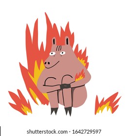 The world is on fire but the rose creature sits and doesn't know what to do