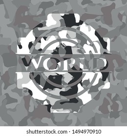 World on grey camo pattern