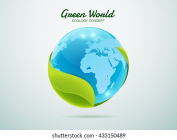 world on leaf ,eco world ,green earth