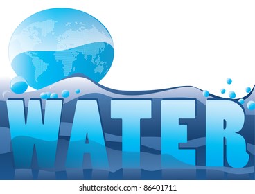 World on sea of  water.Eps 10