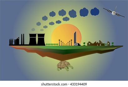 the world on a turtle. Vector. illustration