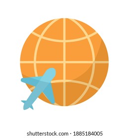 world with one airplane icon in it vector illustration design