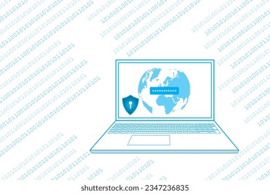 mundo en línea con abstracto de código binario de tecnología de alta seguridad.