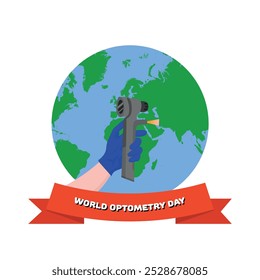 World optometry day. Earth and optometry eye examination 