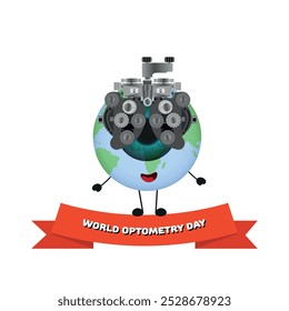 World optometry day. Earth smile and eye and optometry testing