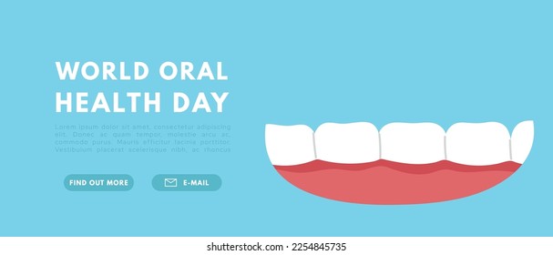 World oral health day banner. Dental hygiene teeth month. Flat vector isolated illustration