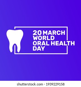 World Oral Health Day is celebrated on March 20 each year and blue background. Vector Illustration