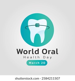 World Oral Health Day Concept design. Tooth graphic for mouth health awareness, on March 20. Flat vector illustration.