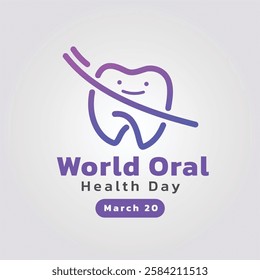 World Oral Health Day Concept design. Tooth graphic for mouth health awareness, on March 20. Flat vector illustration.