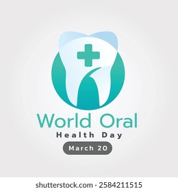 World Oral Health Day Concept design. Tooth graphic for mouth health awareness, on March 20. Flat vector illustration.