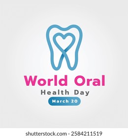 World Oral Health Day Concept design. Tooth graphic for mouth health awareness, on March 20. Flat vector illustration.