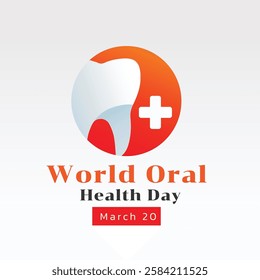 World Oral Health Day Concept design. Tooth graphic for mouth health awareness, on March 20. Flat vector illustration.