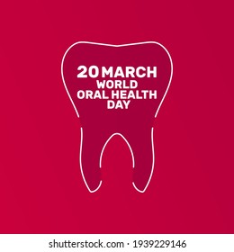 World oral health day with healthy tooth image and red background. Vector Illustration