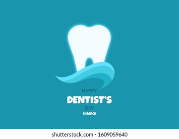 World Oral Health Day. International day of Dentist. Creative design. Healthy lifestyle. Medical care. Template for poster, banner, advertisement. Glowing tooth Vector