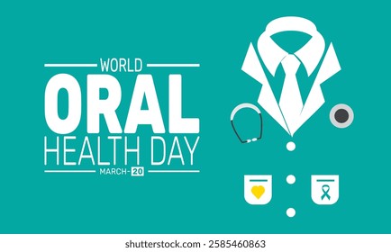 World Oral Health Day. March 20. This holiday-themed design is perfect for backgrounds, banners, greeting cards, posters with text inscription, Classic social media posts.