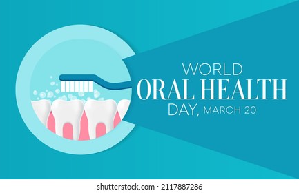 World Oral Health day is observed annually on March 20, a year long campaign dedicated to raising global awareness of the issues around oral health and the importance of oral hygiene. Vector art